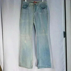 Blue Cult Size 28 destroyed wash light wash low rise boot cut jeans USA